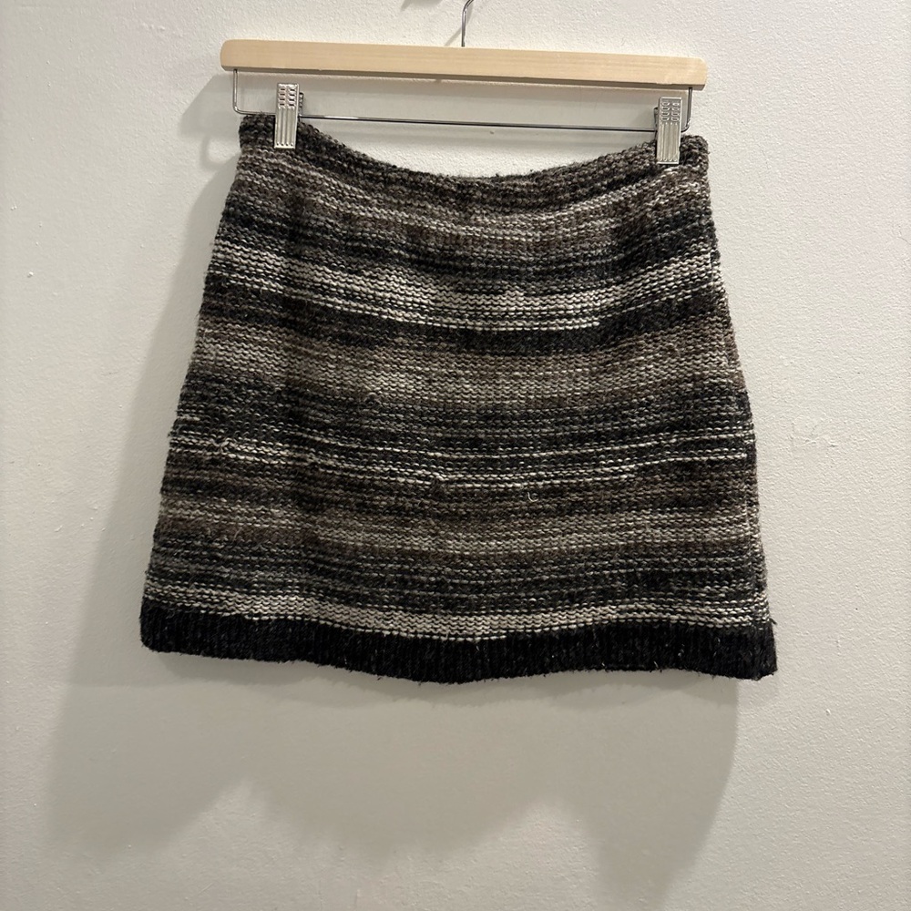 Textured Black & Gray Knit Mini Skirt